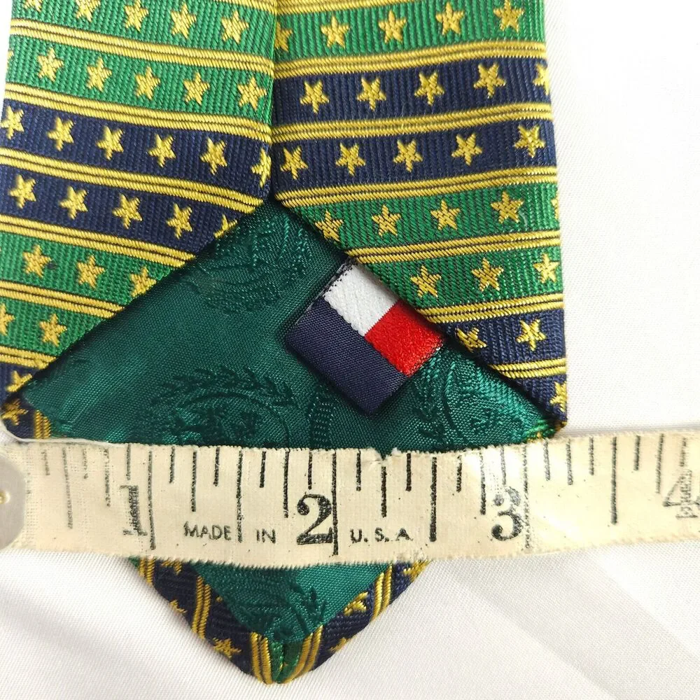 Tommy Hilfiger Blue Green Stars & Stripes Boys Silk Tie 48.25